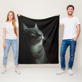 Snygg katt på svart bakgrund anpassad bild fleecefilt