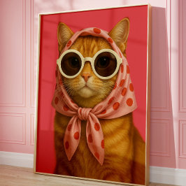 Snygg Katt Rolig Estetisk Väggkonsttryck Poster