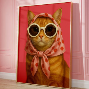 Snygg Katt Rolig Estetisk Väggkonsttryck Poster