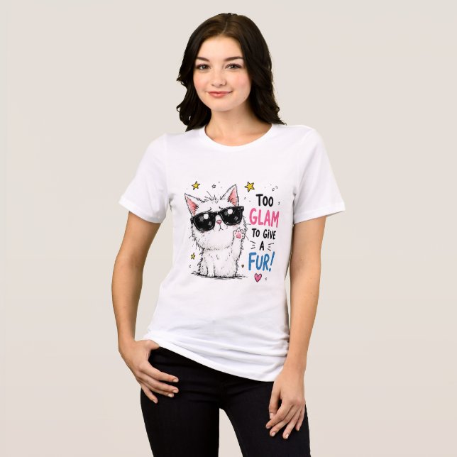 Snygg katt solglasögon design t shirt (Framsida Full)