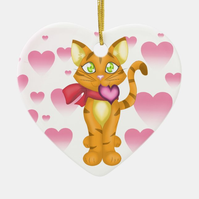 Snygg Kattunge Julgransprydnad Keramik (Framsidan)
