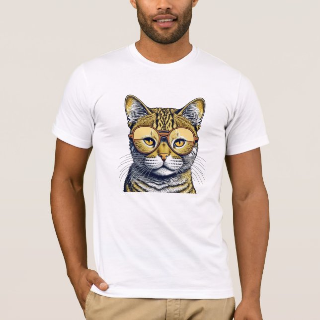 Snygg kattunge med glasögon t shirt (Framsida)