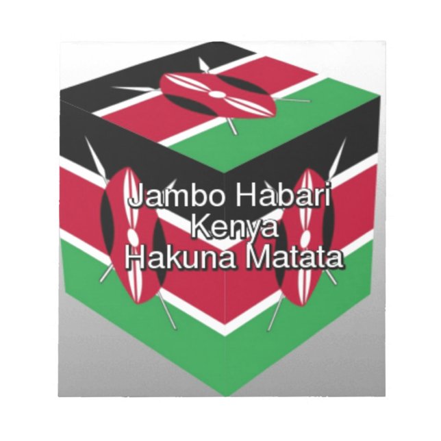 Snygg, Kenyan Flagga Cube med Hälsning Anteckningsblock (Framsida)