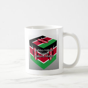 Snygg Kenyan Flagga Cube med Hälsning Ar Kaffemugg