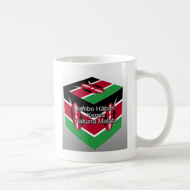 Snygg Kenyan Flagga Cube med Hälsning Ar Kaffemugg (Höger)