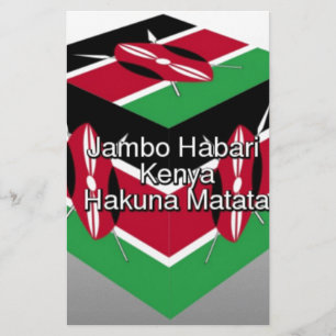 Snygg, Kenyan Flagga Cube med Hälsning Brevpapper