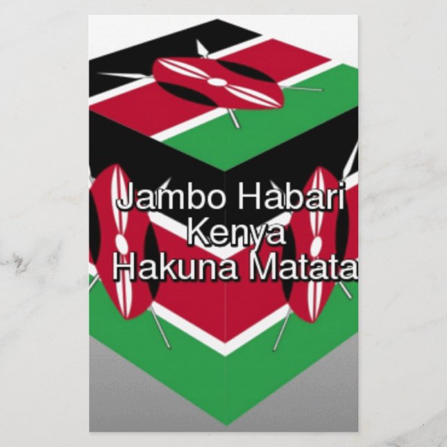 Snygg, Kenyan Flagga Cube med Hälsning Brevpapper (Framsida)