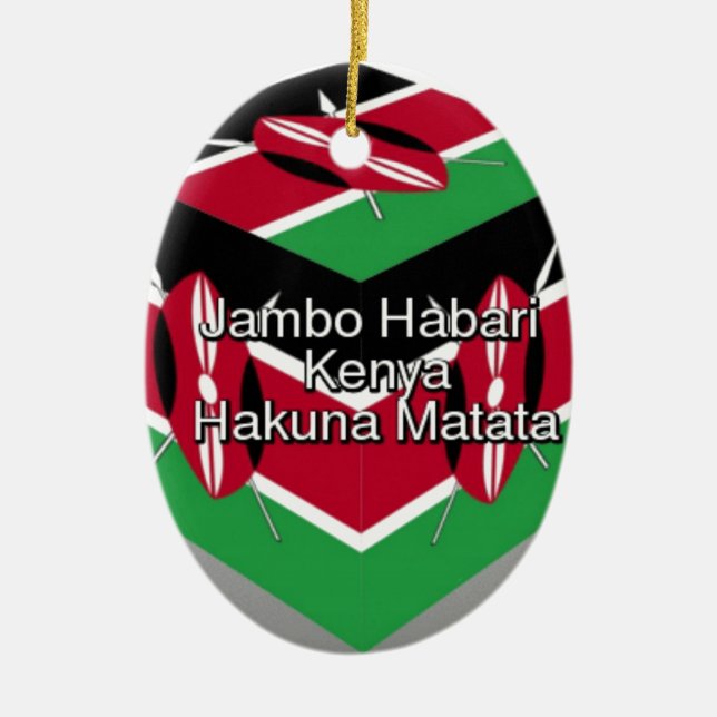 Snygg, Kenyan Flagga Cube med Hälsning Julgransprydnad Keramik (Framsidan)