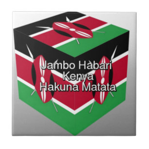 Snygg, Kenyan Flagga Cube med Hälsning Kakelplatta