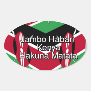 Snygg, Kenyan Flagga Cube med Hälsning Ovalt Klistermärke