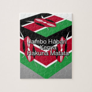 Snygg, Kenyan Flagga Cube med Hälsning Pussel