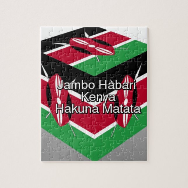 Snygg, Kenyan Flagga Cube med Hälsning Pussel (Vertikal)