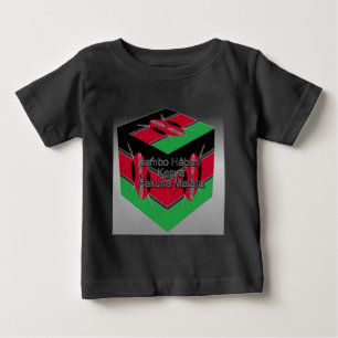 Snygg, Kenyan Flagga Cube med Hälsning T Shirt