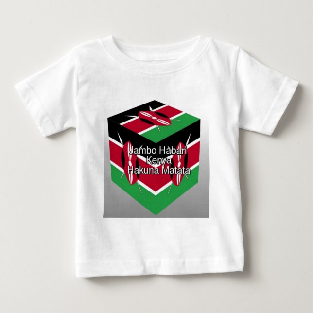 Snygg, Kenyan Flagga Cube med Hälsning Tee (Framsida)