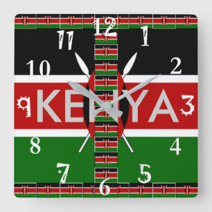 Snygg Kenyan National Flagga Färg Fyrkantig Klocka