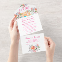 Snygg Kitten Flowers Rosa Det är en flicka Baby Sh