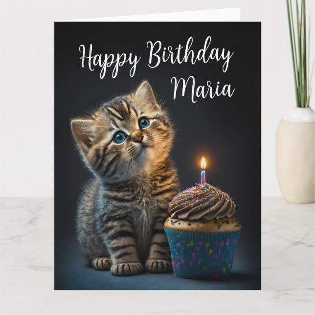 Snygg Kitten Wishing Grattis på födelsedagen, Anpa Kort (Framsida)
