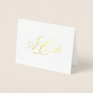 Snygg klassisk Monogram Initialer Notecard Folierat Kort