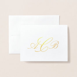 Snygg klassisk Monogram Initialer Notecard Folierat Kort