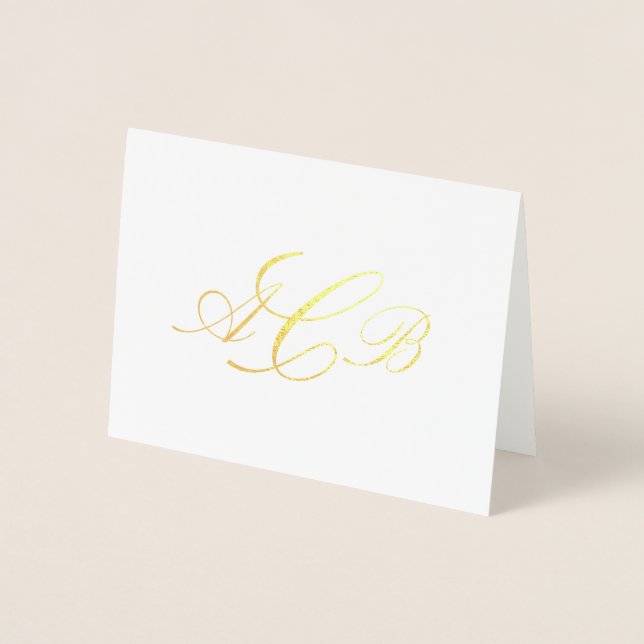 Snygg klassisk Monogram Initialer Notecard Folierat Kort (Framsida)