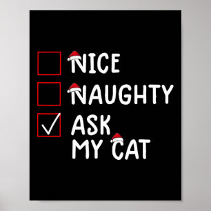 Snygg knapp fråga katt jul jul poster
