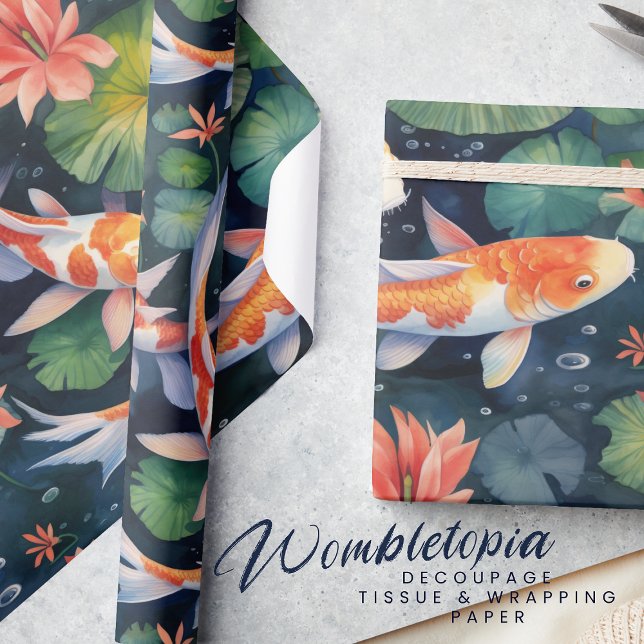 Snygg Koi i Waterlily Garden Mönster Presentpapper (Skapare uppladdad)