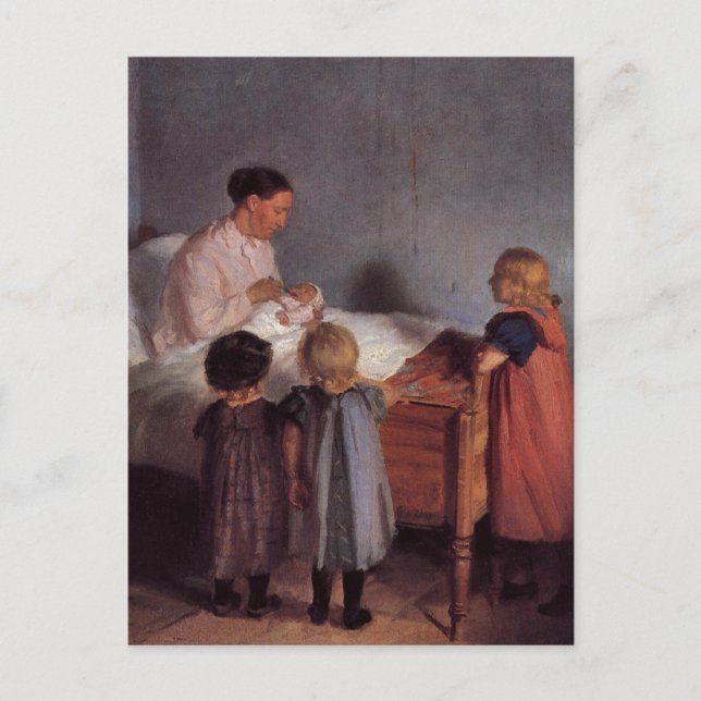 Snygg konst målning av mor barn vykort (Framsida)