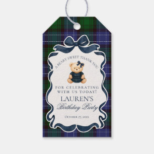 Snygg Koquette Bow Björn Tartan Födelsedagspresent Presentetikett