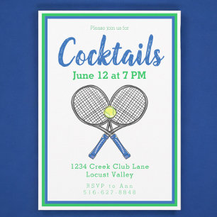 Snygg korsad tennisracket cocktailfest inbjudningar