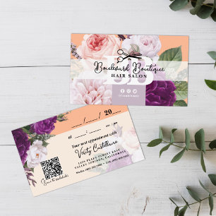 Snygg Körsbärsblommig Frisörstillsättning QR Visitkort
