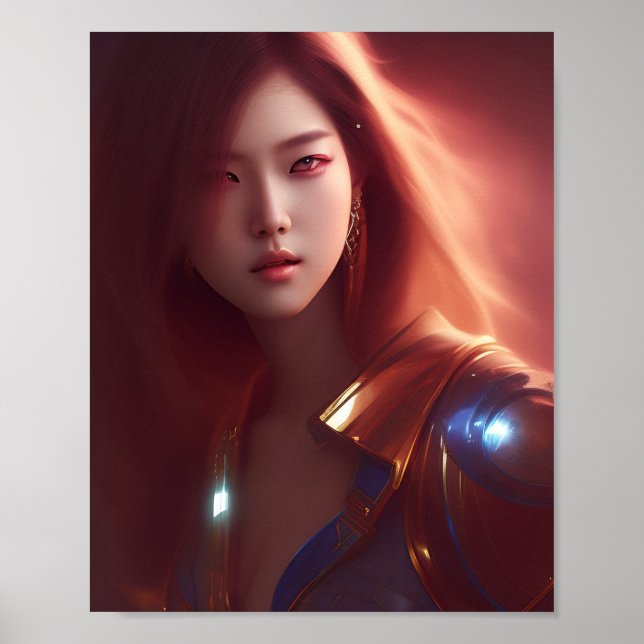 Snygg Kpop-tjej i futuristiska stil Poster (Framsidan)