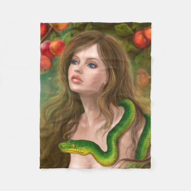 Snygg kvinna Kväll och orm. Fleecefilt (Framsidan)