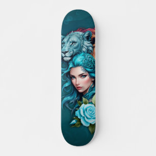 Snygg kvinnas huvud med ögon mini skateboard bräda 18,5 cm