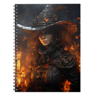 Snygg kvinnlig Halloween-taloky Witch Porträtt Anteckningsbok