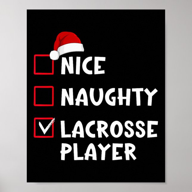 Snygg Lacrosse-spelarlista Jultomten Poster (Framsidan)