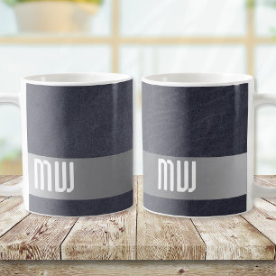 Snygg läder metallrand fet monogram kaffemugg