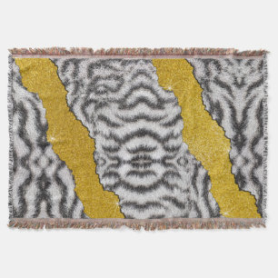 Snygg läder vit tiger djurtryck & glitter filt