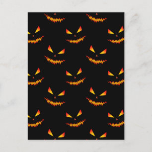 Snygg läskig Jack O'Lantern-ansikte Halloween-möns Vykort