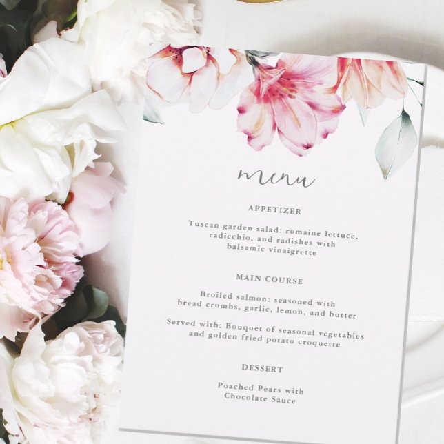 Snygg Lavender Colorful Blommigt Bröllop Menu (Skapare uppladdad)