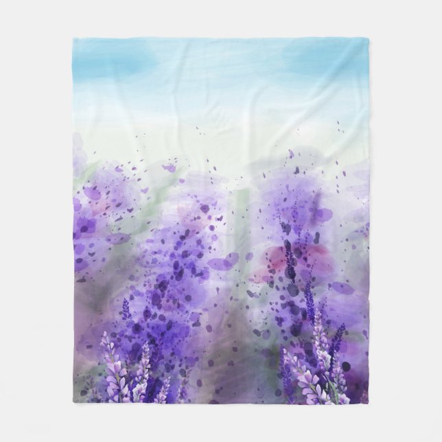 Snygg lavender fält fleecefilt (Framsidan)