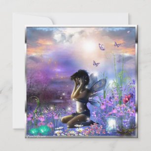 Snygg Ledsen Fairy i Lila Garden Card