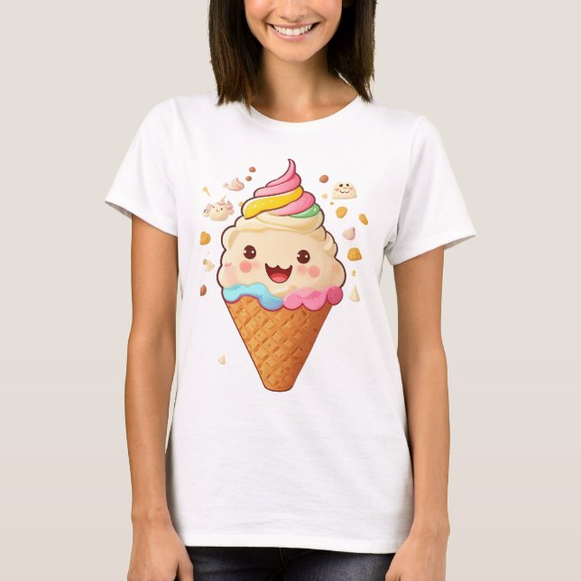 Snygg leende Ice Cream T Shirt (Framsida)