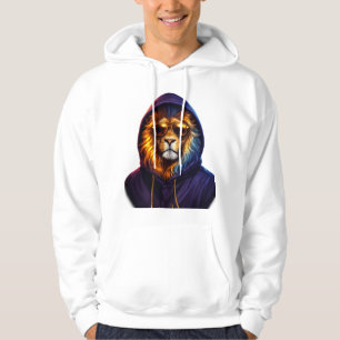 Snygg Lejon Med Solglasögon Urban Streetwear Tröja Hoodie