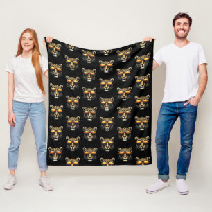 Snygg leopard som bär solglasögon Stilig leopard  Fleecefilt
