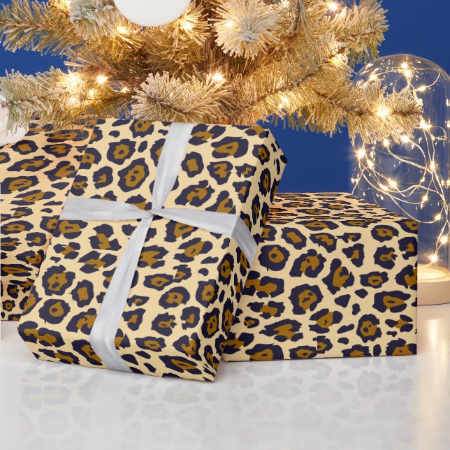 Snygg leoparddjur tryckmönster brun beige presentpapper (Helgdagar)