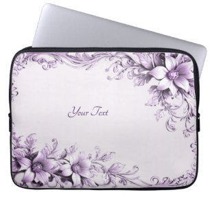 Snygg lila blommor bärbar datorsylt laptop fodral
