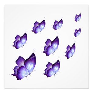 Snygg Lila Butterflies Triptych Canv Fototryck