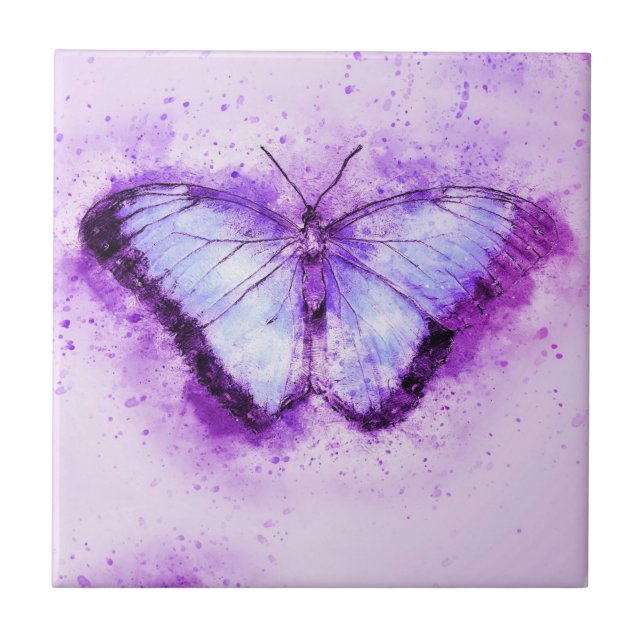 Snygg Lila Butterfly Ceramic Tile Kakelplatta (Framsidan)