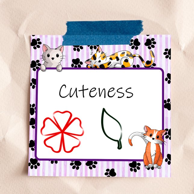 Snygg Lila färg med tassar söta kattungar 3 tum x  Post-it Block (Skapare uppladdad)