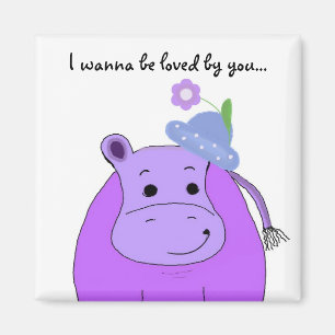 Snygg lila flodhäst magnet